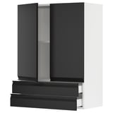 SEKTION / MAXIMERA Wall cabinet w 2 doors/2 drawers, white/Upplöv matte anthracite, 30x15x40 "