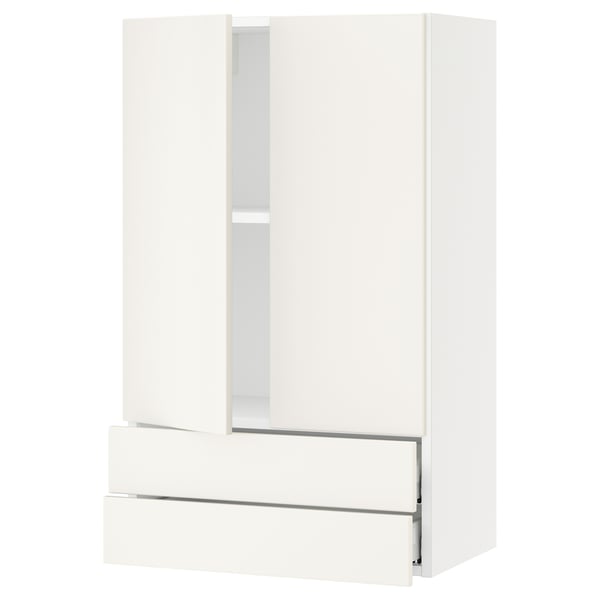 SEKTION / MAXIMERA Wall cabinet w 2 doors/2 drawers, white/Veddinge white, 24x15x40 "