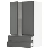 SEKTION / MAXIMERA Wall cabinet w 2 doors/2 drawers, white/Voxtorp dark gray, 24x15x40 "