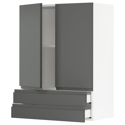 SEKTION kitchen cabinet, dark grey, modern design with integrated handles, adjustable shelves.