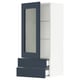 SEKTION / MAXIMERA Wall cabinet w glass door/2 drawers, white Axstad/matte blue, 18x15x40 "
