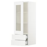 SEKTION / MAXIMERA Wall cabinet w glass door/2 drawers, white/Axstad matte white, 15x15x40 "