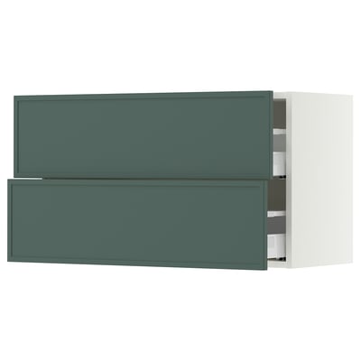 SEKTION / MAXIMERA Wall cabinet with 2 drawers, white/Aspudden dark gray-green, 36x15x20 "