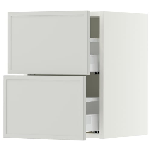 SEKTION / MAXIMERA Wall cabinet with 2 drawers, white/Aspudden light gray, 15x15x20 "