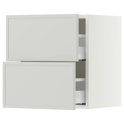 SEKTION / MAXIMERA Wall cabinet with 2 drawers, white/Aspudden light gray, 18x15x20 "
