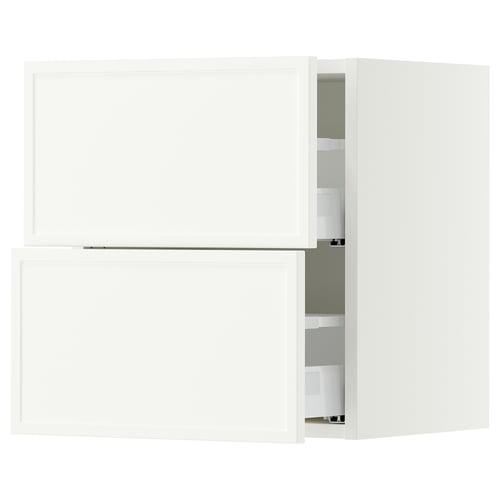 SEKTION / MAXIMERA Wall cabinet with 2 drawers, white/Aspudden matte white, 18x15x20 "