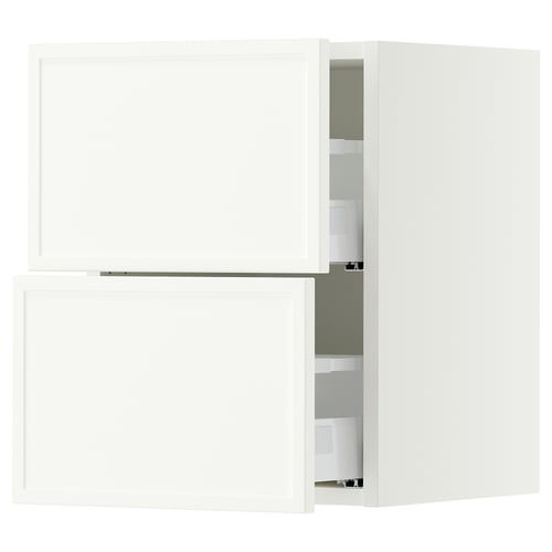 SEKTION / MAXIMERA Wall cabinet with 2 drawers, white/Aspudden matte white, 15x15x20 "