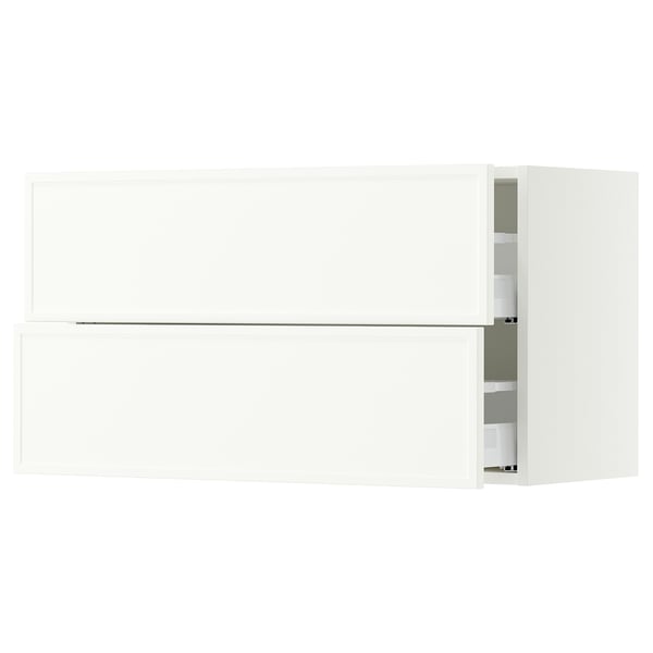 SEKTION / MAXIMERA Wall cabinet with 2 drawers, white/Aspudden matte white, 36x15x20 "
