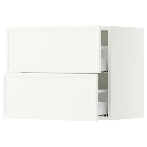 SEKTION / MAXIMERA Wall cabinet with 2 drawers, white/Aspudden matte white, 24x15x20 "