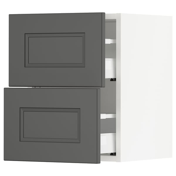 SEKTION / MAXIMERA Wall cabinet with 2 drawers, white/Axstad dark gray, 15x15x20 "