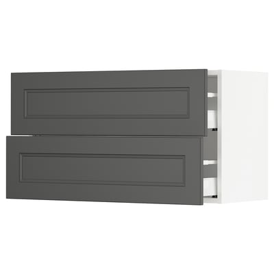 SEKTION / MAXIMERA Wall cabinet with 2 drawers, white/Axstad dark gray, 36x15x20 "