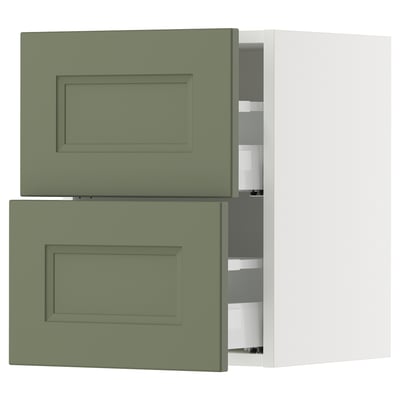 SEKTION / MAXIMERA Wall cabinet with 2 drawers, white/Axstad gray-green, 15x15x20 "