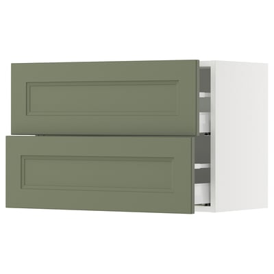 SEKTION / MAXIMERA Wall cabinet with 2 drawers, white/Axstad gray-green, 30x15x20 "