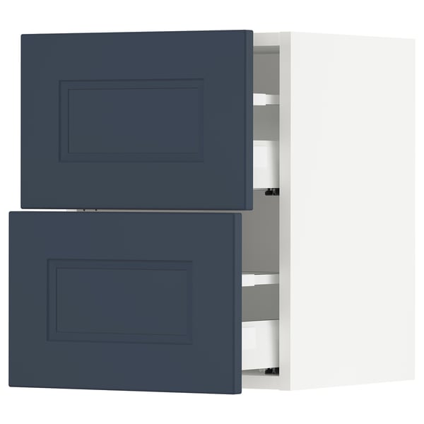 SEKTION / MAXIMERA Wall cabinet with 2 drawers, white Axstad/matte blue, 15x15x20 "