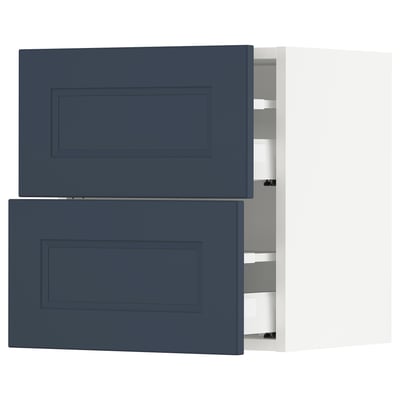 SEKTION / MAXIMERA Wall cabinet with 2 drawers, white Axstad/matte blue, 18x15x20 "