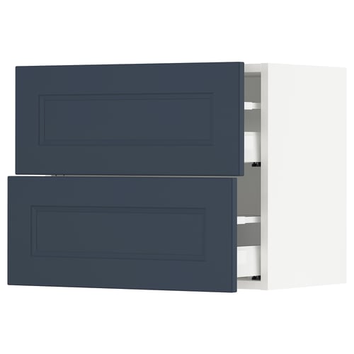 Blue kitchen drawers with a modern, rectangular design.