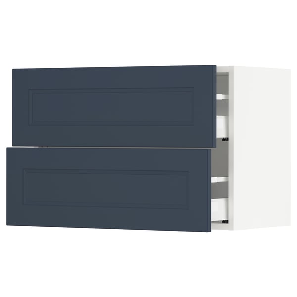 SEKTION / MAXIMERA Wall cabinet with 2 drawers, white Axstad/matte blue, 30x15x20 "