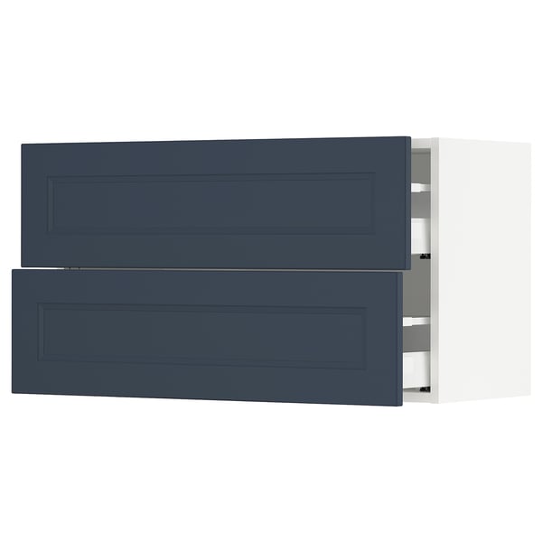 SEKTION / MAXIMERA Wall cabinet with 2 drawers, white Axstad/matte blue, 36x15x20 "