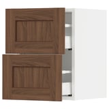 SEKTION / MAXIMERA Wall cabinet with 2 drawers, white Enköping/brown walnut effect, 15x15x20 "