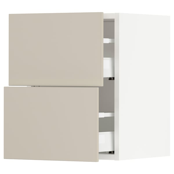 SEKTION / MAXIMERA Wall cabinet with 2 drawers, white/Havstorp beige, 15x15x20 "
