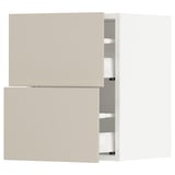 SEKTION / MAXIMERA Wall cabinet with 2 drawers, white/Havstorp beige, 15x15x20 "