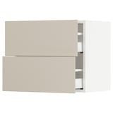 SEKTION / MAXIMERA Wall cabinet with 2 drawers, white/Havstorp beige, 24x15x20 "