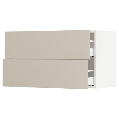 SEKTION / MAXIMERA Wall cabinet with 2 drawers, white/Havstorp beige, 36x15x20 "