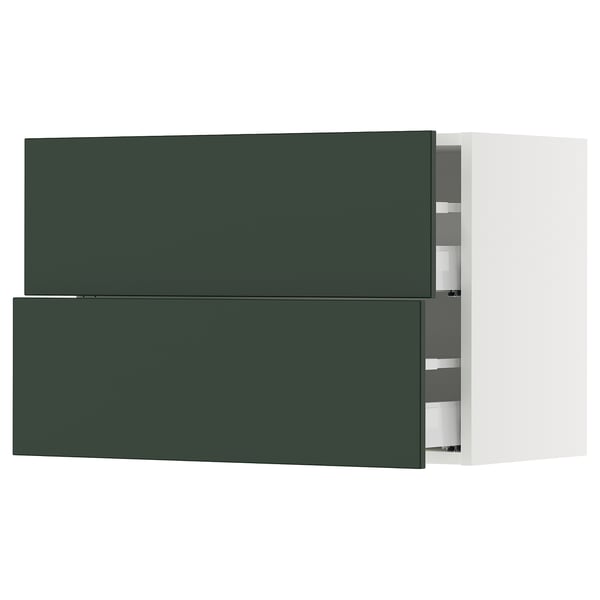 SEKTION / MAXIMERA Wall cabinet with 2 drawers, white/Havstorp deep green, 30x15x20 "