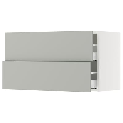 SEKTION / MAXIMERA Wall cabinet with 2 drawers, white/Havstorp light gray, 36x15x20 "