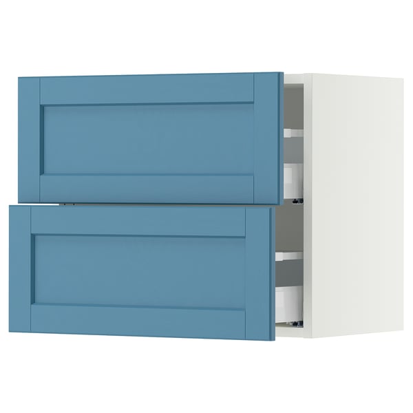 SEKTION / MAXIMERA Wall cabinet with 2 drawers, white/Lerhyttan blue, 24x15x20 "