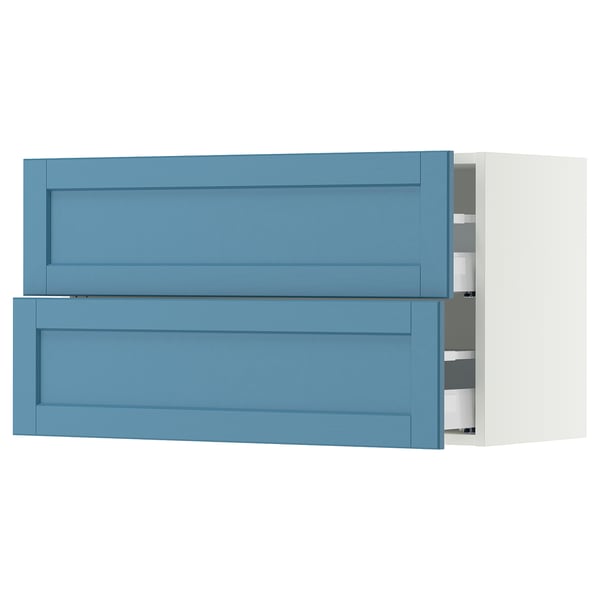 SEKTION / MAXIMERA Wall cabinet with 2 drawers, white/Lerhyttan blue, 36x15x20 "