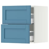 SEKTION / MAXIMERA Wall cabinet with 2 drawers, white/Lerhyttan blue, 18x15x20 "