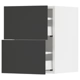 SEKTION / MAXIMERA Wall cabinet with 2 drawers, white/Nickebo matte anthracite, 15x15x20 "