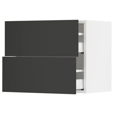 SEKTION / MAXIMERA Wall cabinet with 2 drawers, white/Nickebo matte anthracite, 24x15x20 "