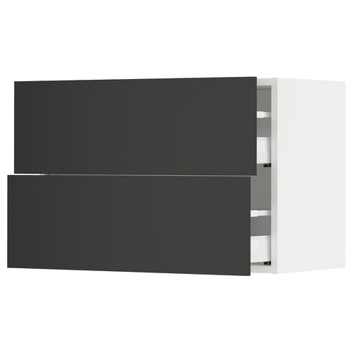 SEKTION black kitchen cabinet with white drawer, modern, sleek, rectangular.