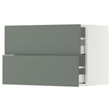 SEKTION / MAXIMERA Wall cabinet with 2 drawers, white/Nickebo matte grey-green, 30x15x20 "