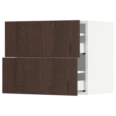 SEKTION / MAXIMERA Wall cabinet with 2 drawers, white/Sinarp brown, 24x15x20 "