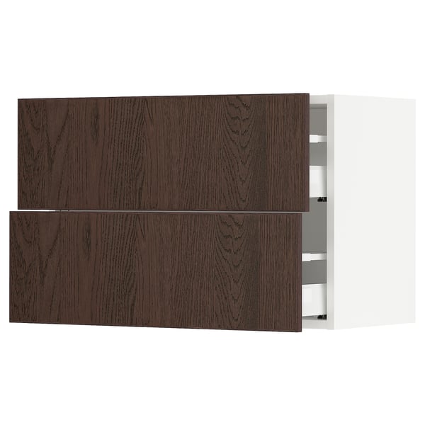 SEKTION / MAXIMERA Wall cabinet with 2 drawers, white/Sinarp brown, 30x15x20 "