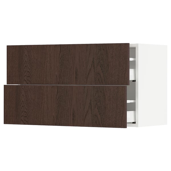 SEKTION / MAXIMERA Wall cabinet with 2 drawers, white/Sinarp brown, 36x15x20 "