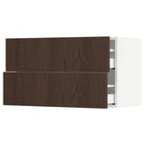 SEKTION / MAXIMERA Wall cabinet with 2 drawers, white/Sinarp brown, 36x15x20 "