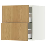 SEKTION / MAXIMERA Wall cabinet with 2 drawers, white/Sinarp oak veneer, 18x15x20 "