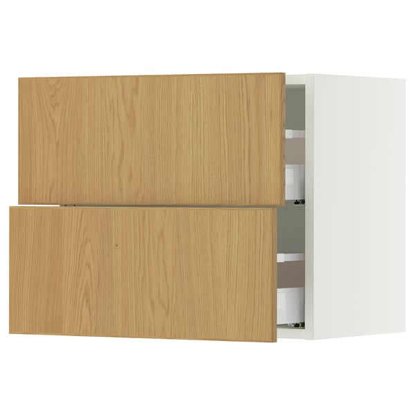 SEKTION / MAXIMERA Wall cabinet with 2 drawers, white/Sinarp oak veneer, 24x15x20 "