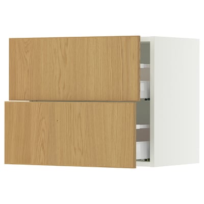 SEKTION / MAXIMERA Wall cabinet with 2 drawers, white/Sinarp oak veneer, 24x15x20 "