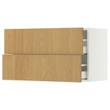 SEKTION / MAXIMERA Wall cabinet with 2 drawers, white/Sinarp oak veneer, 36x15x20 "