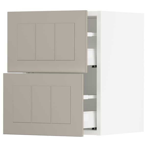 SEKTION / MAXIMERA Wall cabinet with 2 drawers, white/Stensund beige, 15x15x20 "