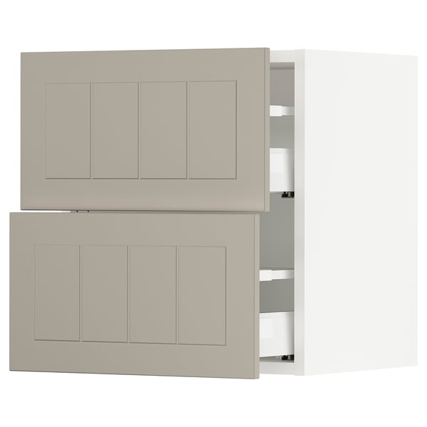 SEKTION / MAXIMERA Wall cabinet with 2 drawers, white/Stensund beige, 18x15x20 "