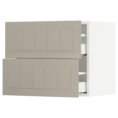 SEKTION / MAXIMERA Wall cabinet with 2 drawers, white/Stensund beige, 24x15x20 "
