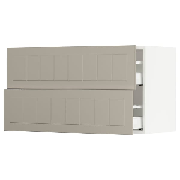 SEKTION / MAXIMERA Wall cabinet with 2 drawers, white/Stensund beige, 36x15x20 "