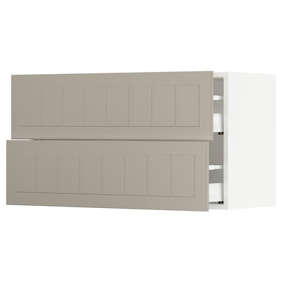 SEKTION / MAXIMERA Wall cabinet with 2 drawers, white/Stensund beige, 36x15x20 "