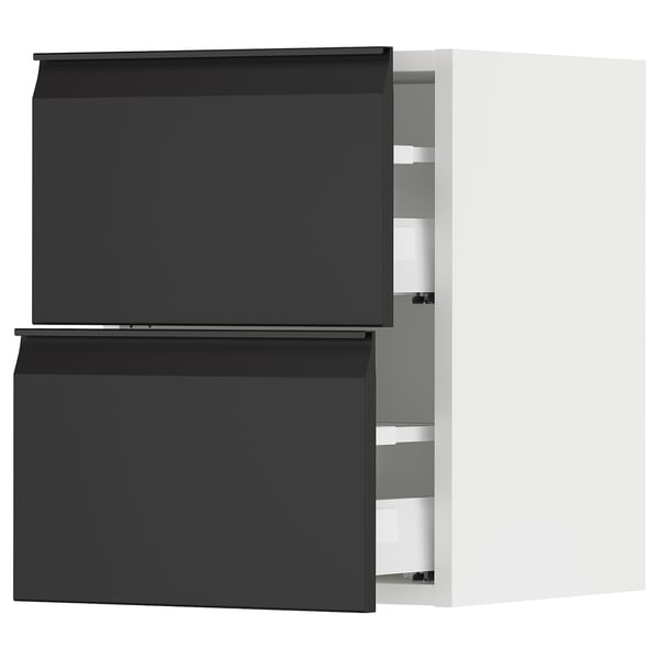 SEKTION / MAXIMERA Wall cabinet with 2 drawers, white/Upplöv matte anthracite, 15x15x20 "